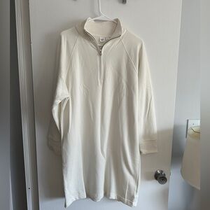 GAP White Sweatshirt Dress with quarter zip.